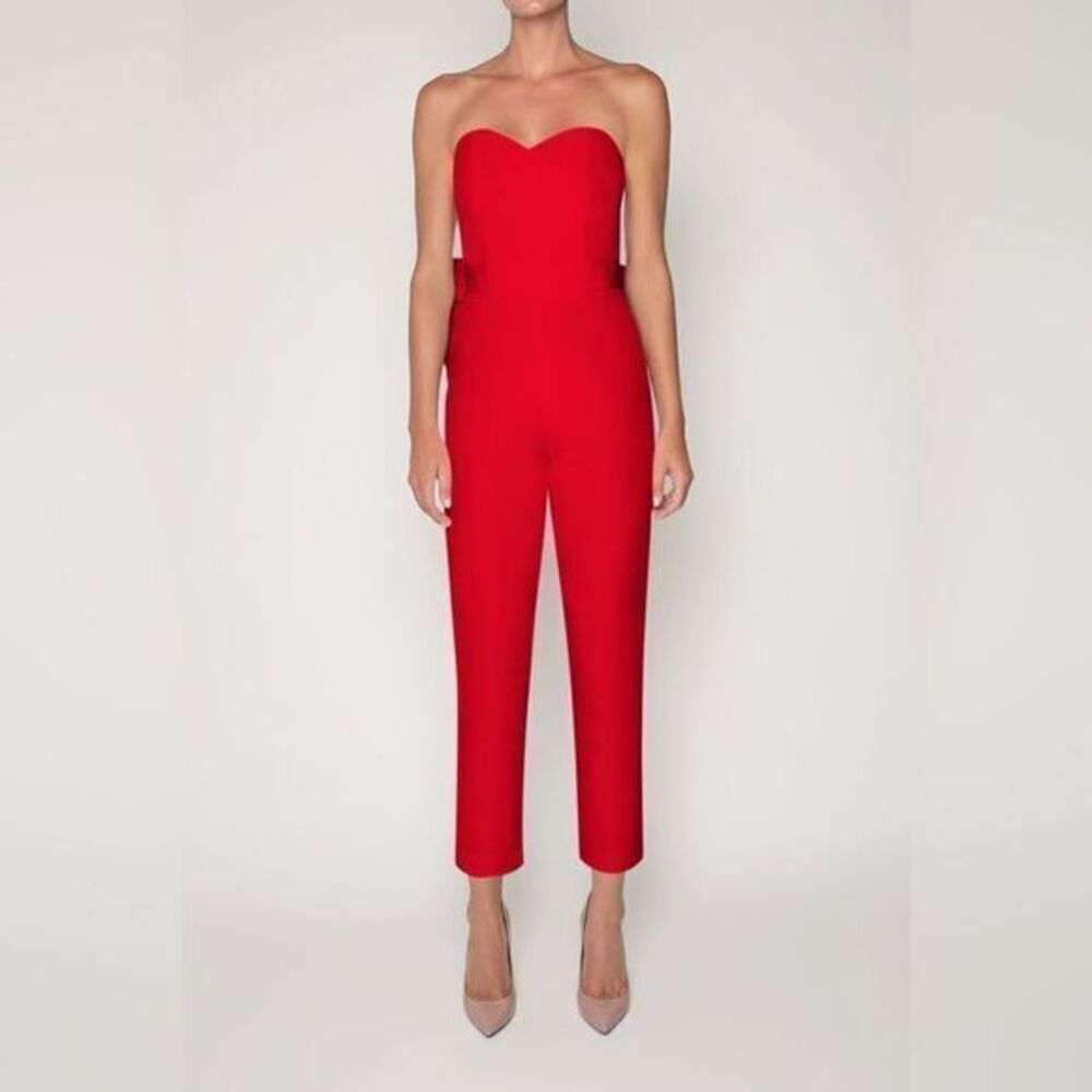 Alexia Maria Bow Back Silk Faille Jumpsuit Size 8